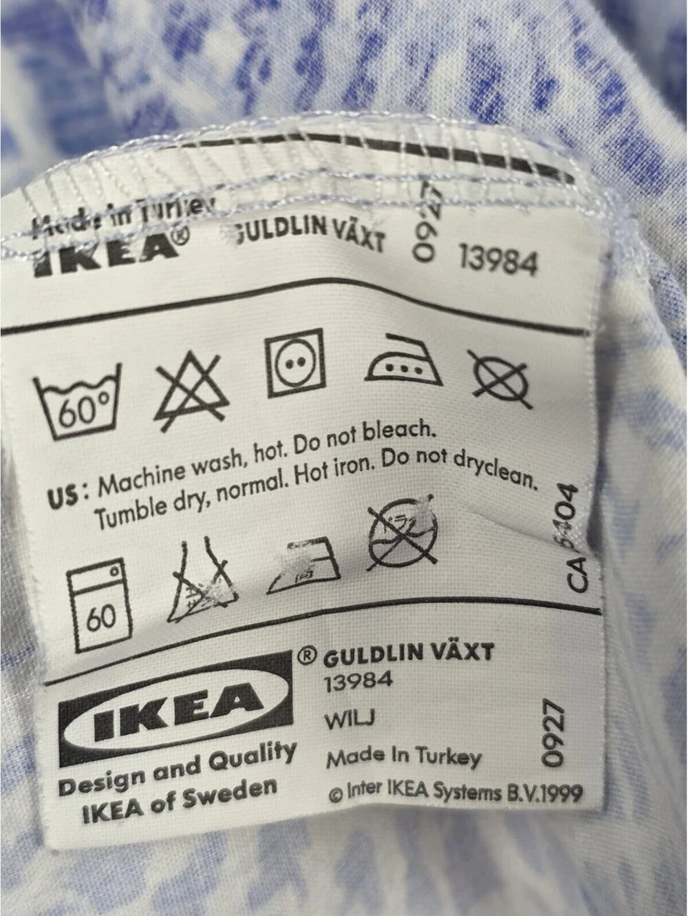 Vintage IKEA GULDLIN VÄXT Twin Duvet Cover Blue Batik Starburst Floral Cotton...